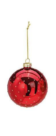 Christmas ball glass red/gold. ø8cm