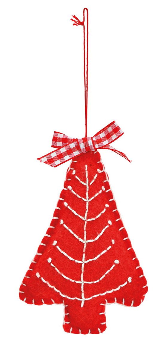 Hanger fir tree of felt red , white
