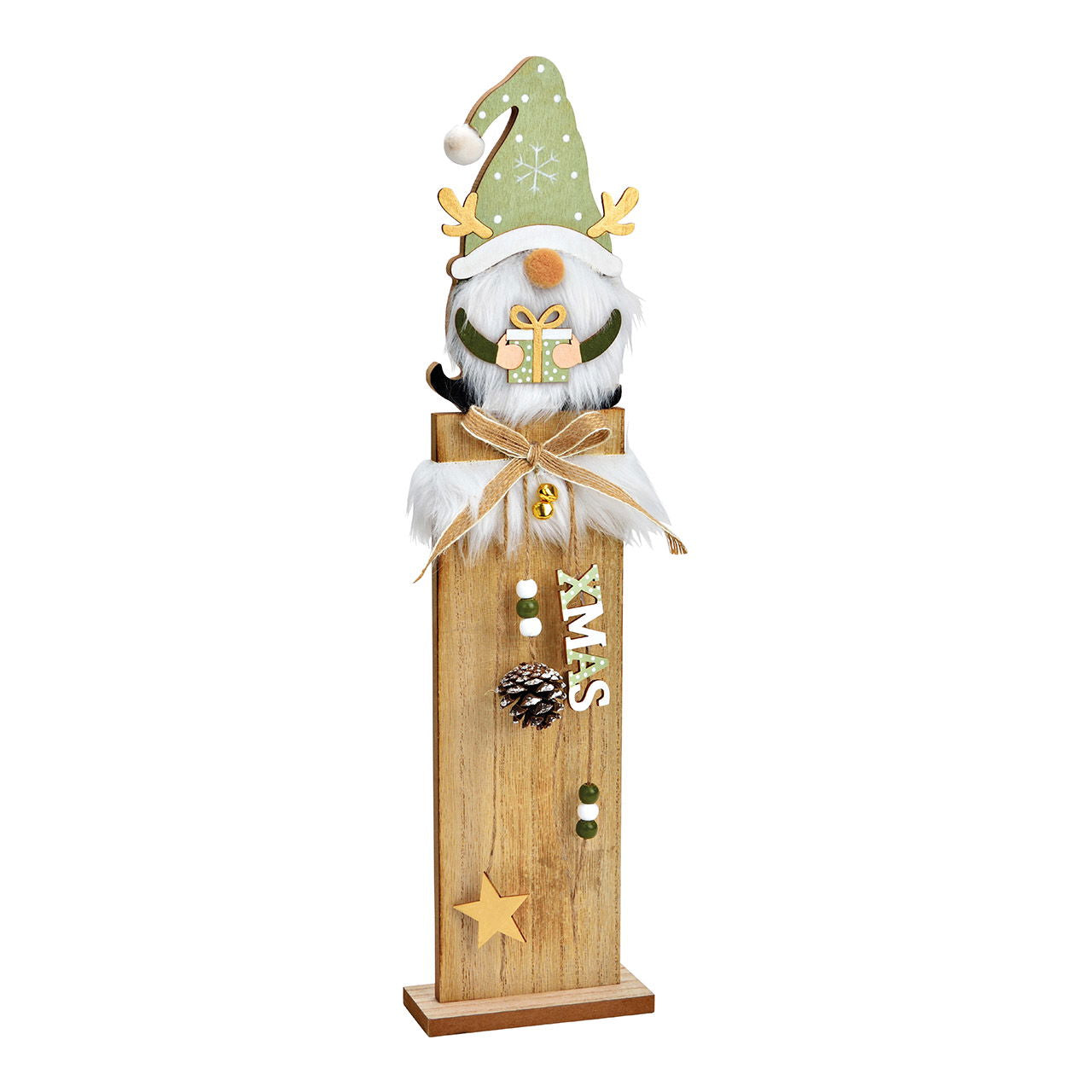 Wooden gnome stand green