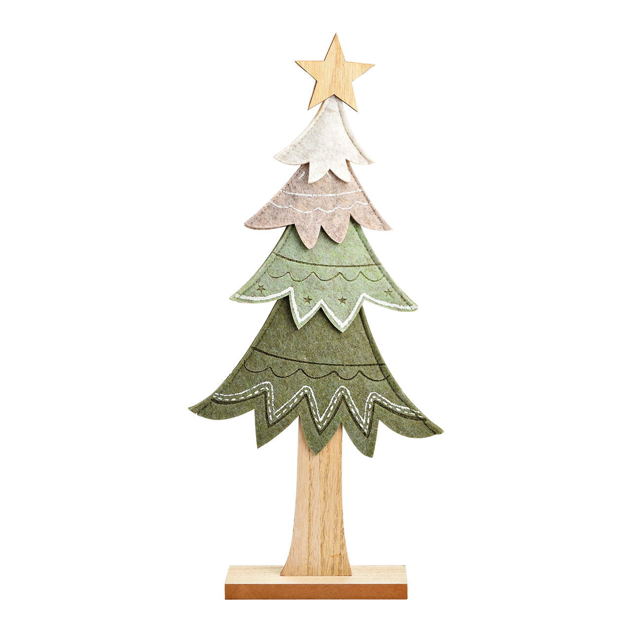 Christmas tree stand on wooden base made of felt green