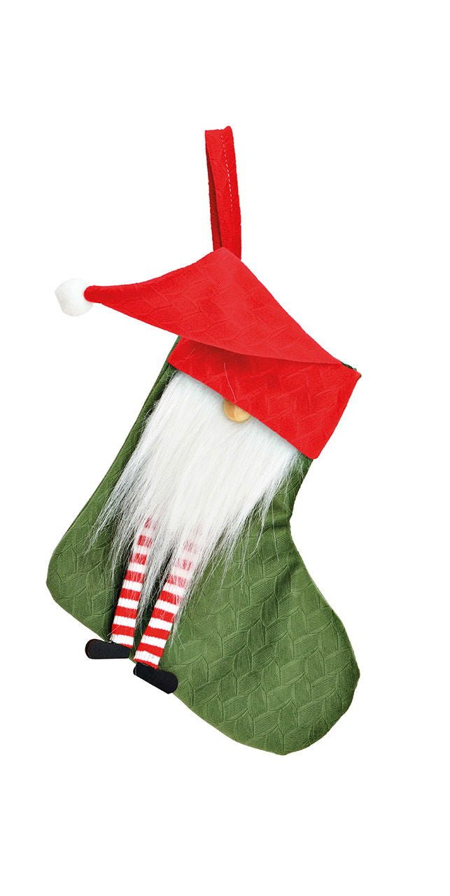 Christmas stocking elf made of textile green, red