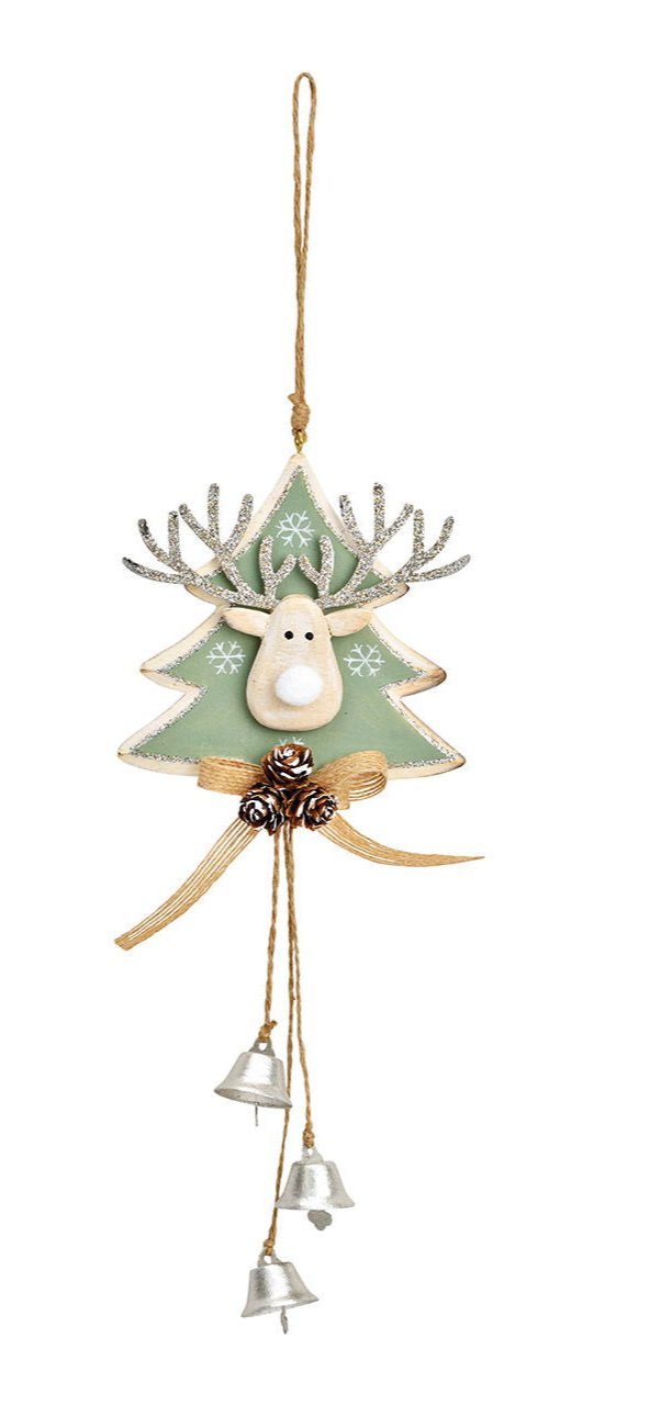 Christmas tree reindeer made of natural wood, green