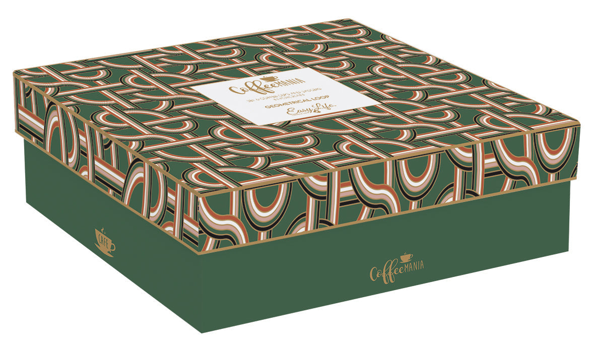 Set 6 coffee cups & saucers in porcelain in gift box GEOMETRICAL LOOP - Shukha Online Store