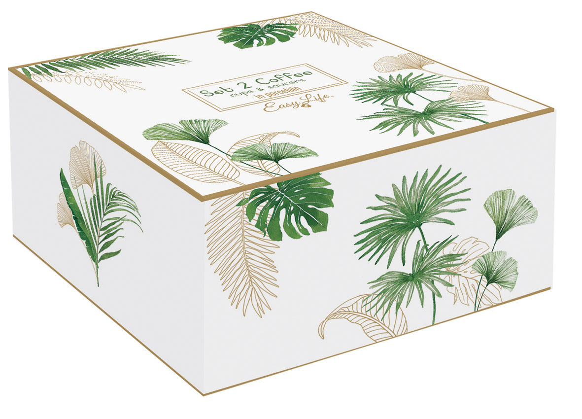 Set 2 porcelain coffee cups & saucers 100 ml in color box EXOTIQUE - Shukha Online Store