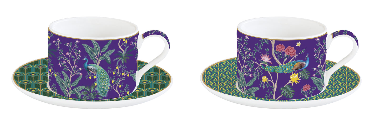 Set 2 porceain cups & saucers 240 ml IMPERIAL PEACOCK
