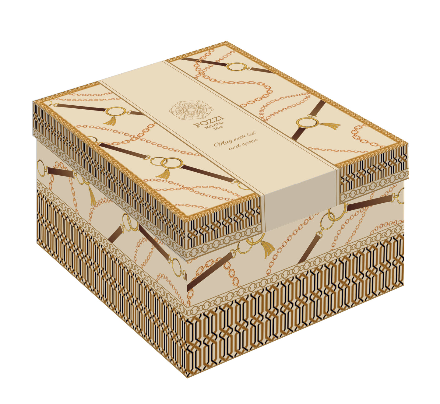 Porc.Infuser set 300 ml w/lid and spoon in gift box LUXURY CHAIN BEIGE