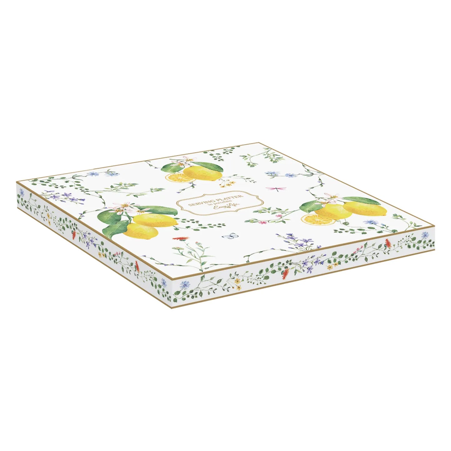 Lemon-shaped serving platter in porcelain 30 x 21.5 cm FLEURS ET CITRONS