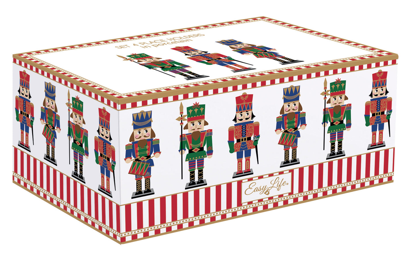 Set 4 porc.place holders 9x3,5x6,5 cm with marker in color box NUTCRACKER - Shukha Online Store