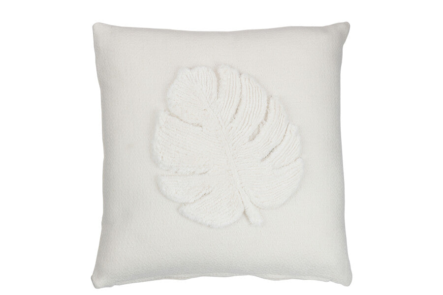 Cushion Leaf Square Polyester White