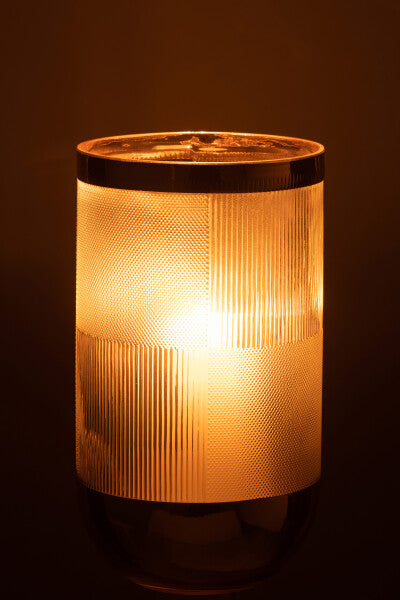 Vase Cylindrical Pattern Glass Transparent/Or Large