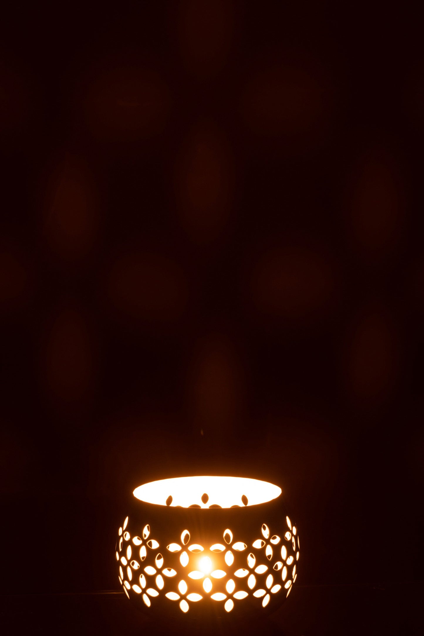 Tealight Holder Perforated Iron Blue