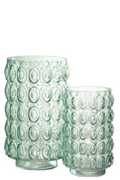 Vase Bubbles Glass Light Green Large