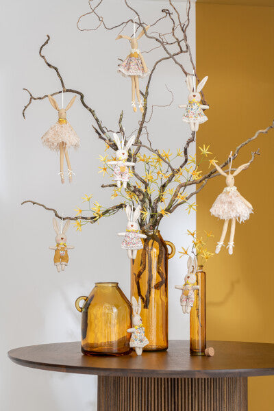 Vase Handle Cylinder Glass Ochre Small