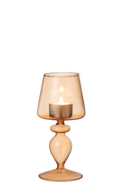 Candle Holder Glass Light Orange Small