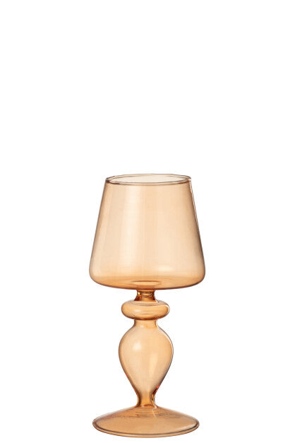Candle Holder Glass Light Orange Small