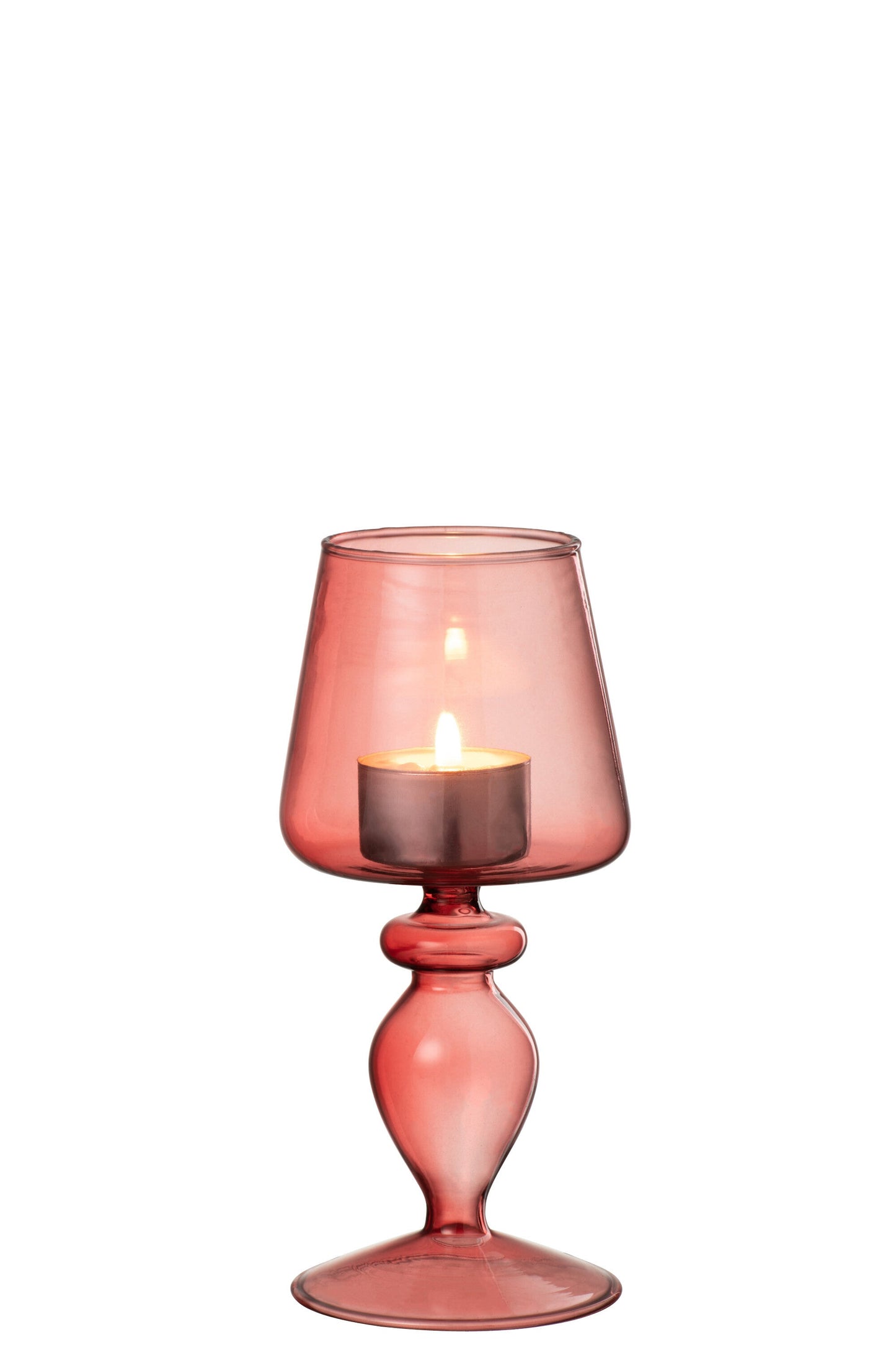 Candle Holder Glass Pink Raspberry Small