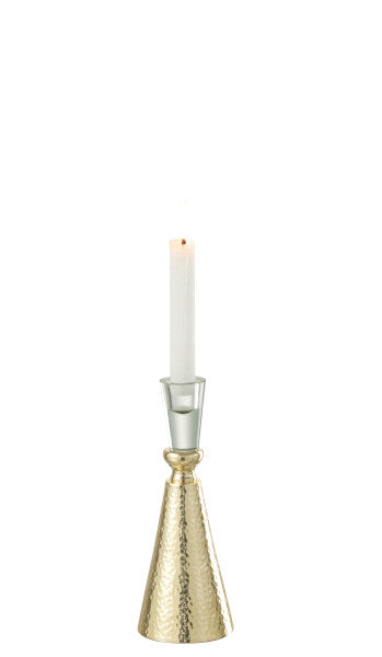 Candleholder Tape Aluminium/Glass Gold/Transparent Small