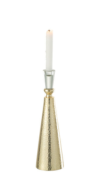 Candleholder Tape Aluminium/Glass Gold/Transparent Large
