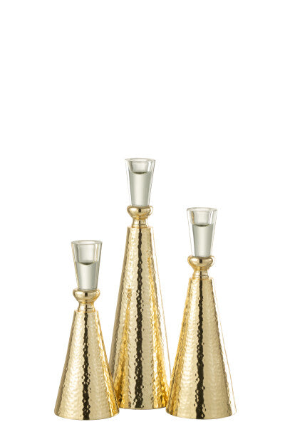 Candleholder Tape Aluminium/Glass Gold/Transparent Large