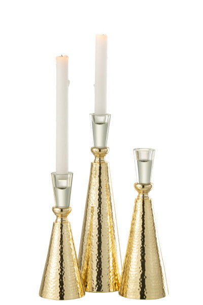 Candleholder Tape Aluminium/Glass Gold/Transparent Large