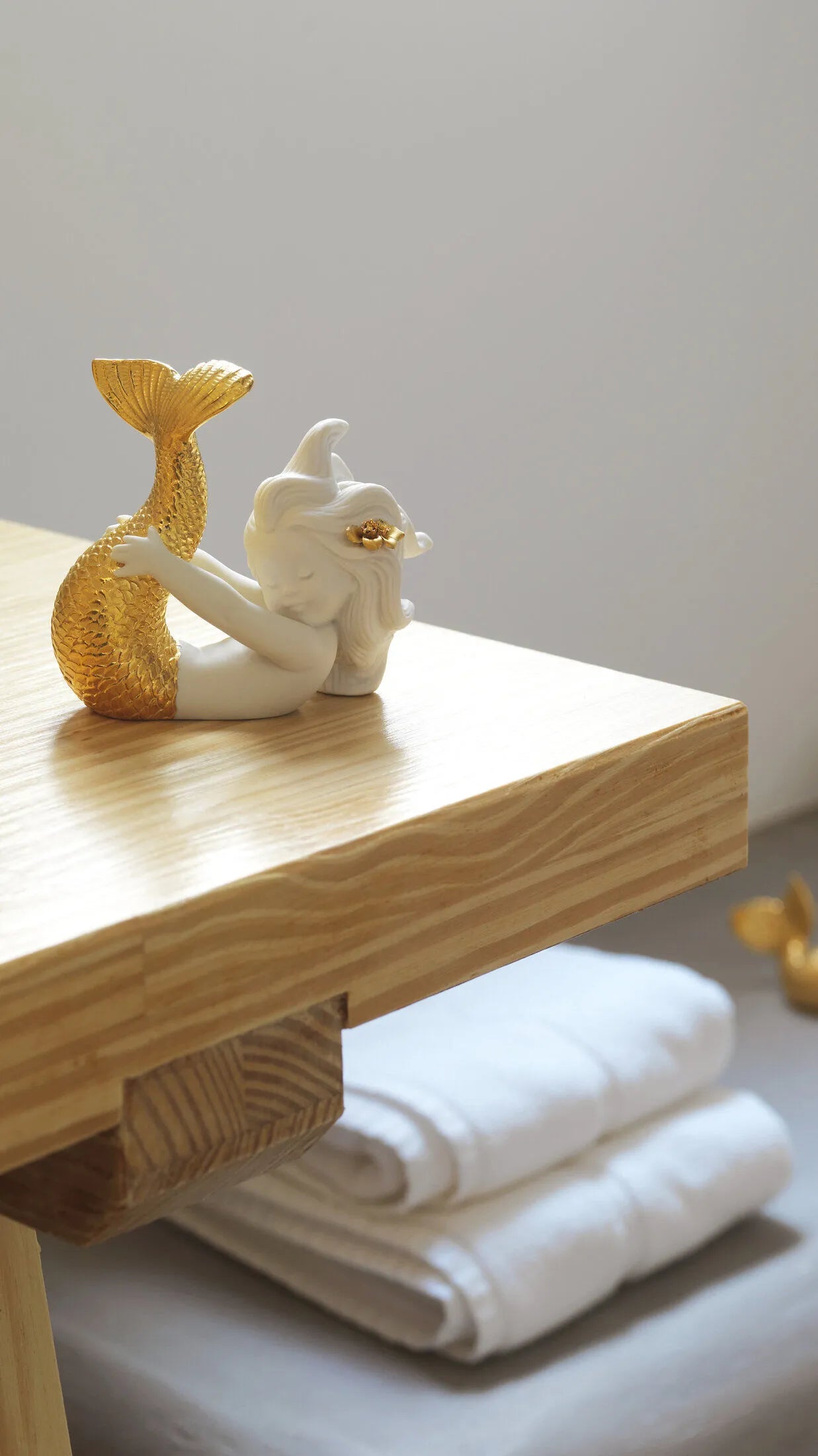 Playing at Sea Mermaid Figurine. Golden Lustre