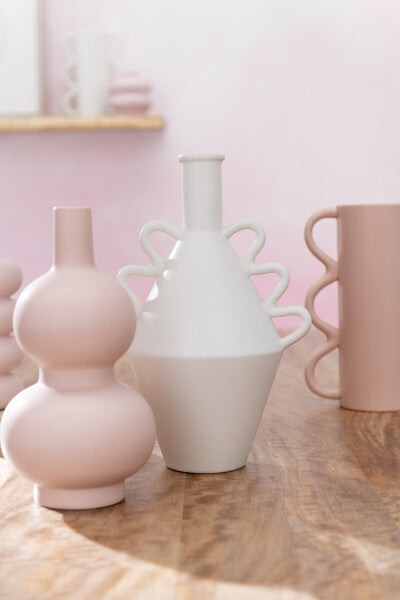 Vase Wavy Handle Dolomite Pink Small