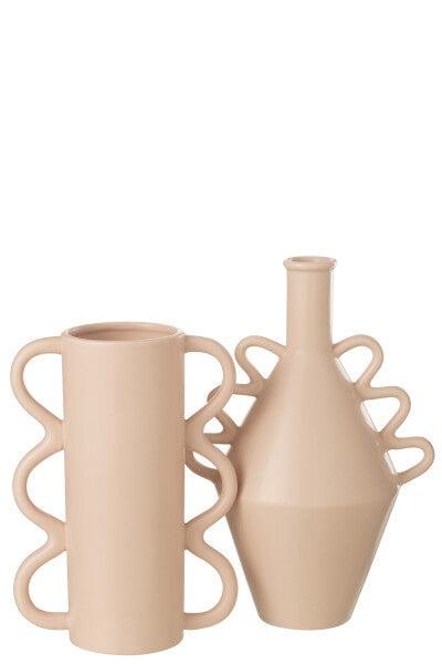 Vase Wavy Handle Dolomite Pink Large