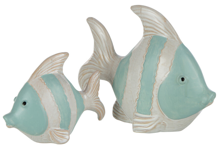 Fish Porcelain White/Azure Large