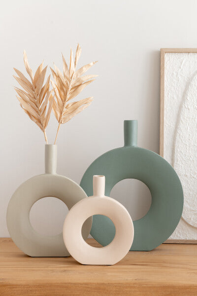 Vase Circle Aluminum Ivory
