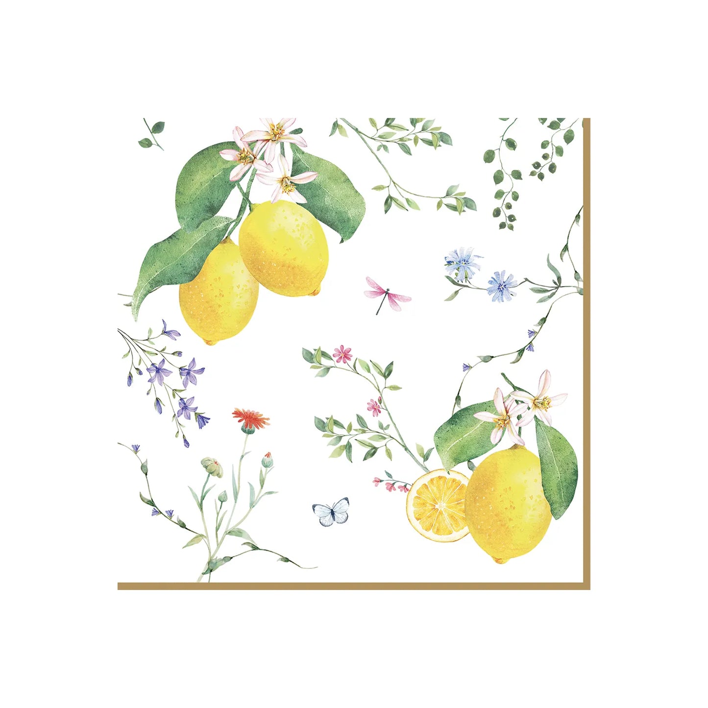 Pack of 20 paper napkins 3-ply 33 x 33 cm FLEURS ET CITRONS