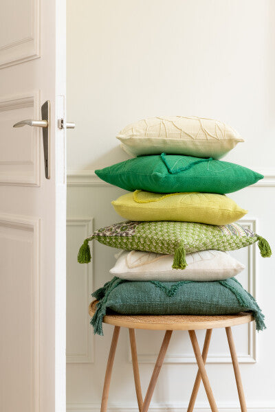 Cushion Leaves Cotton Lemon Green