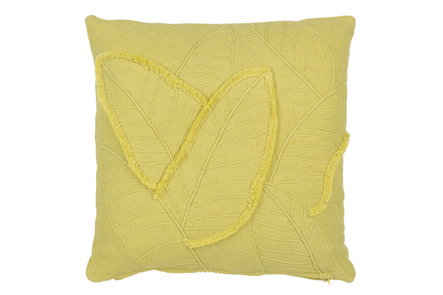 Cushion Leaves Cotton Lemon Green