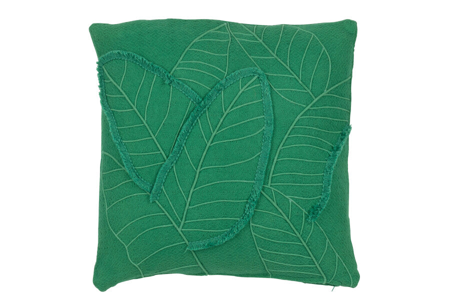 Cushion Leaves Cotton Dark Green