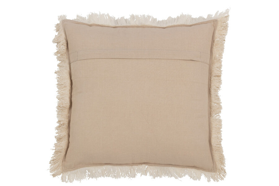 Cushion Fringes Cotton Muslin Dark Beige