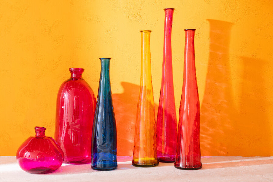 Vase Oval Glass Fuschia