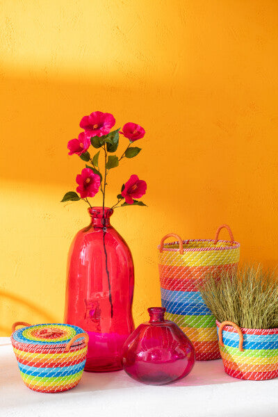 Vase Oval Glass Fuschia