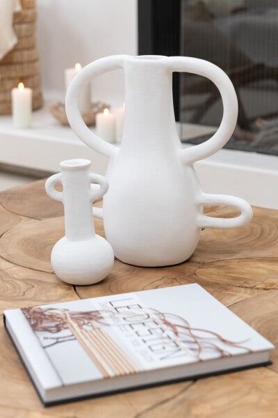 Vase 4 Handles Terracotta White