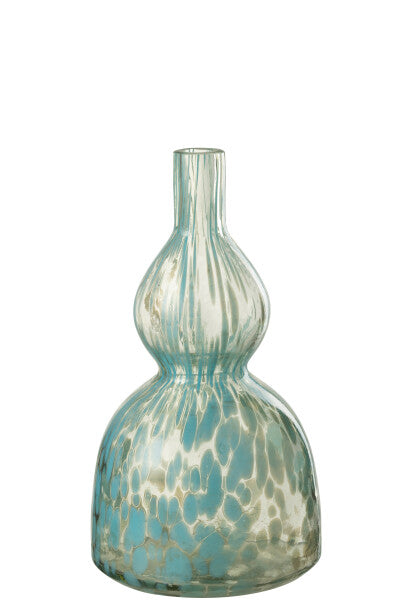 Vase Bottle Deco Spots Glass Blue