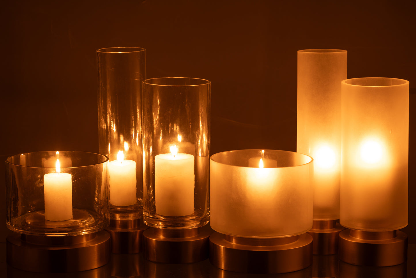 Candleholder/Vase Pia Glass/Copper Transparent/Gold Large Assortment Of 2