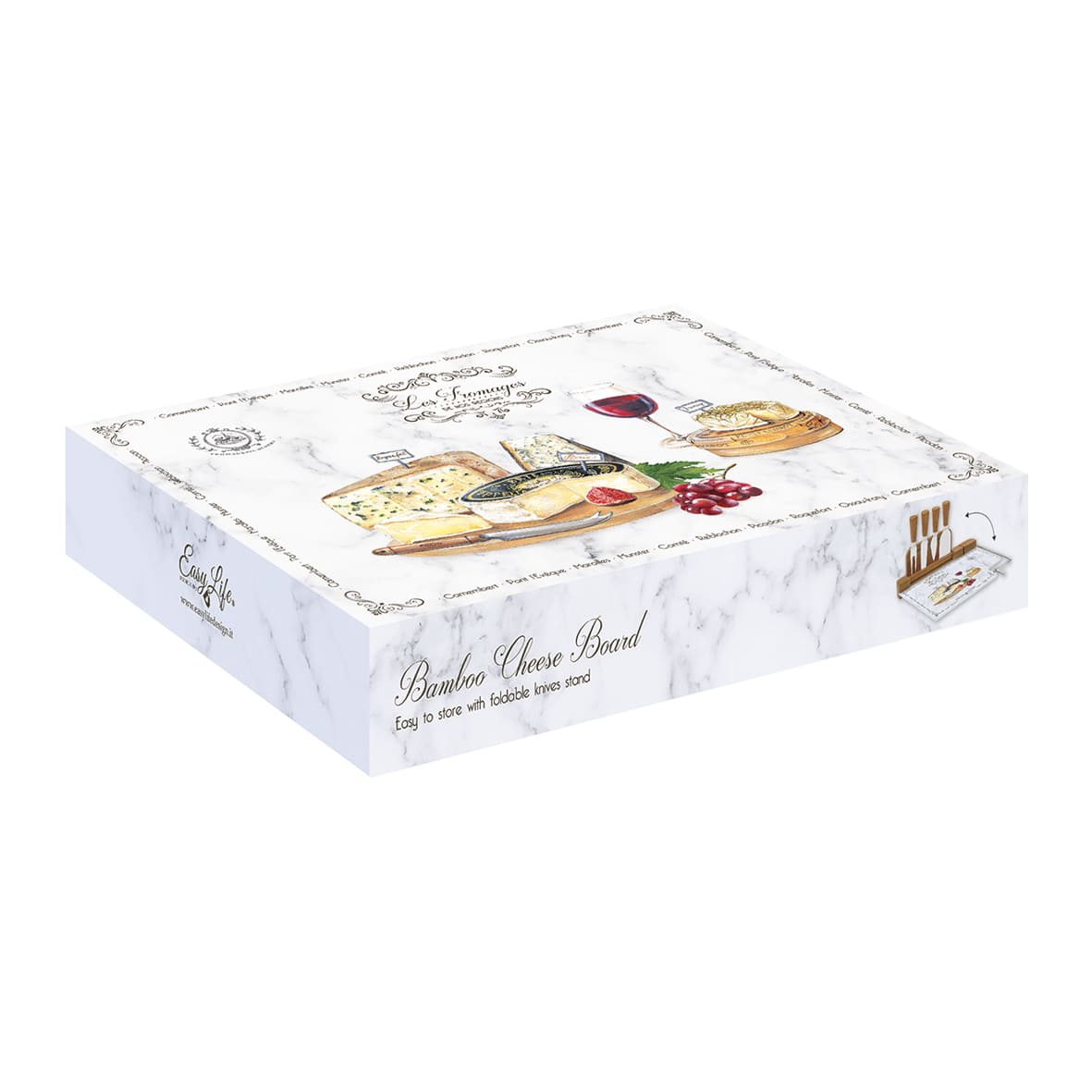 Cheese cutting 31,5×20 with 4 cheese knives and slicing board set LES FROMAGES