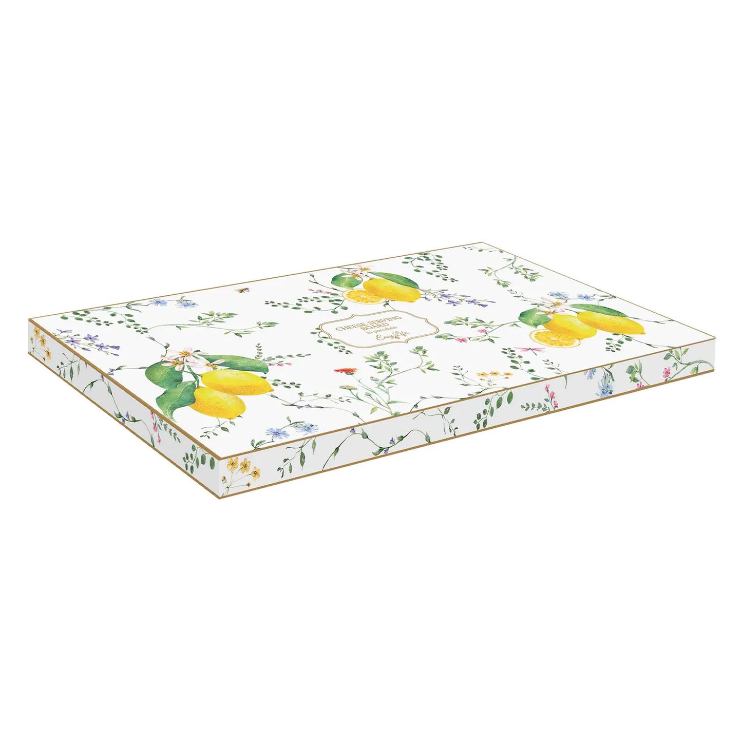 Serving board in porcelain 34,5 x 18 cm FLEURS ET CITRONS