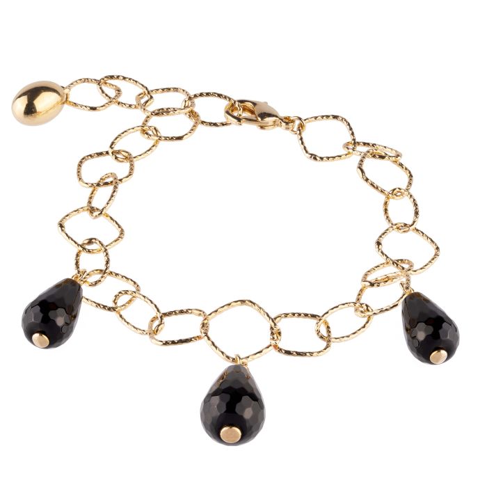 Tulipe bracelet with three coloured stones hanging