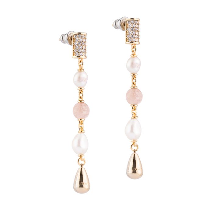 Tulip earrings with pendant and zirconia