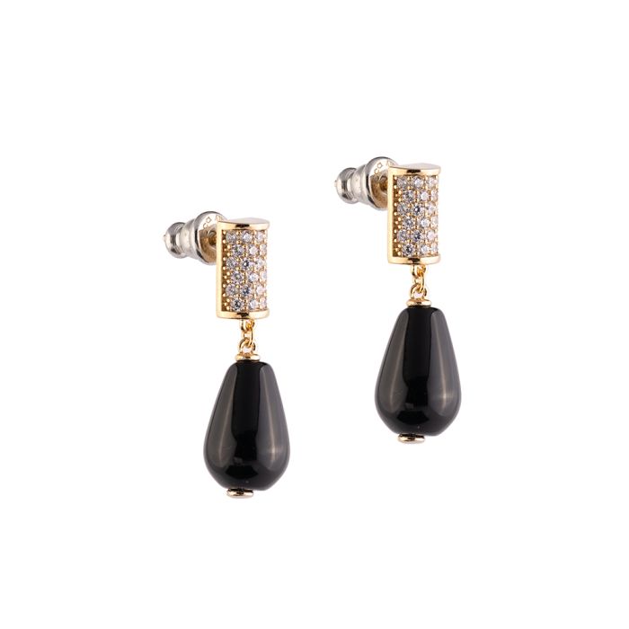 Tulipe warrings with zircons and natural stones pendant