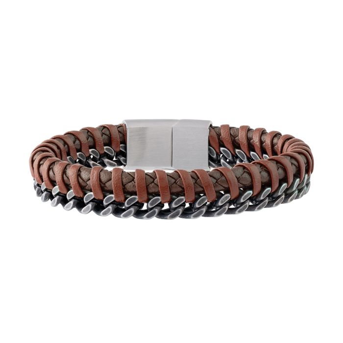 STEEL AND LEATHER BRACELET