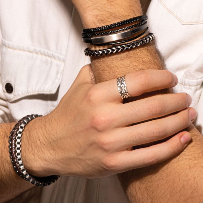 STEEL AND LEATHER BRACELET