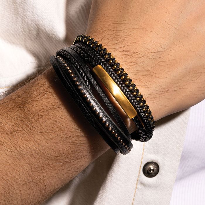STEEL AND LEATHER BRACELET