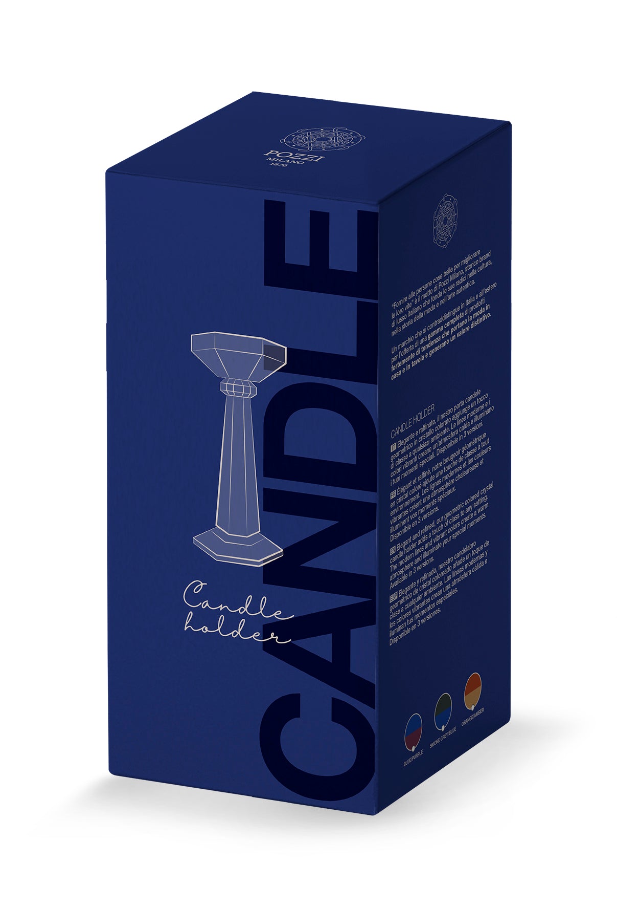 Crystal candle holder h 23 cm in color box ORANGE