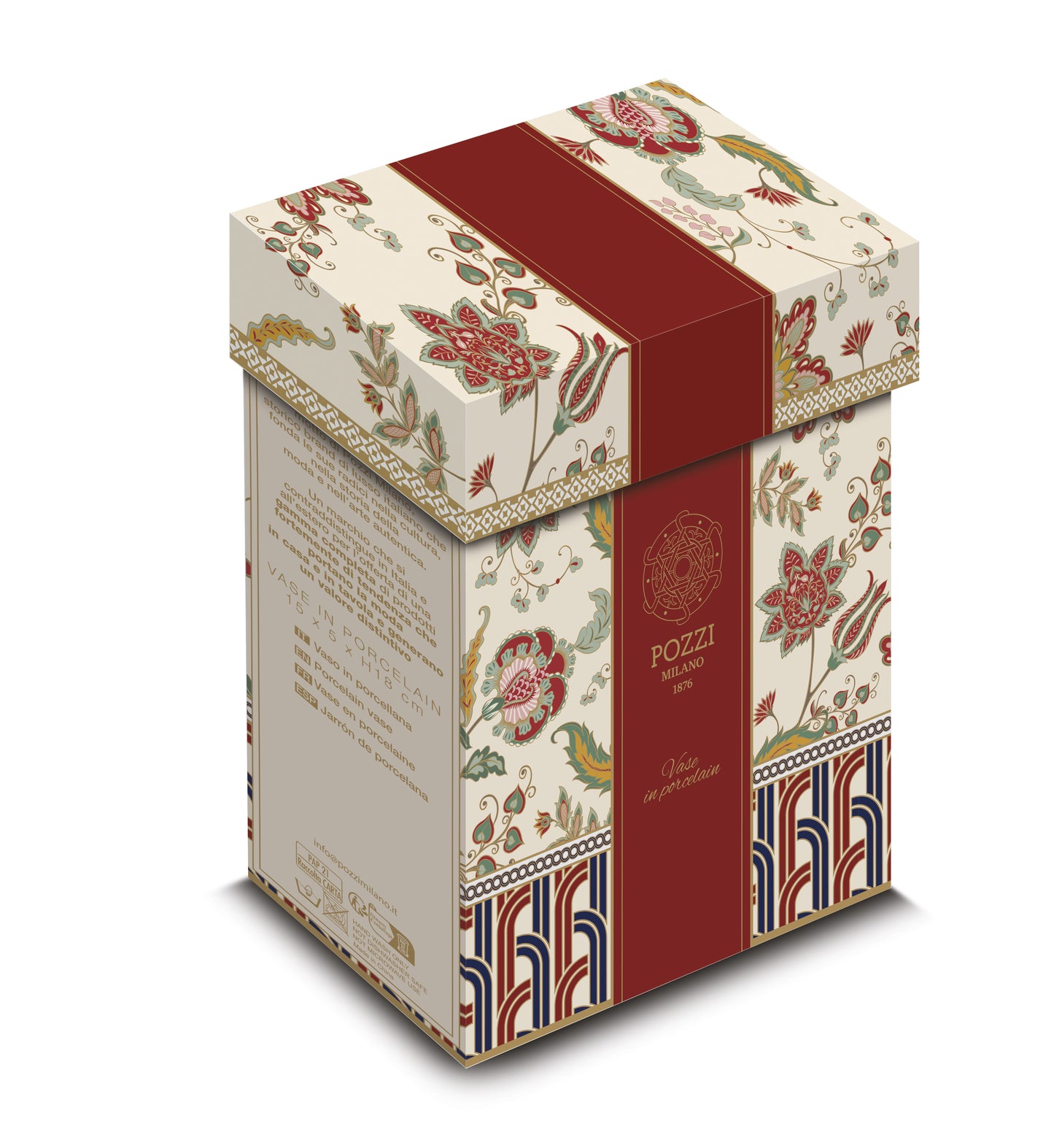 Porcelain vase 15x5x18 h cm in gift box PAISLEY BEIGE