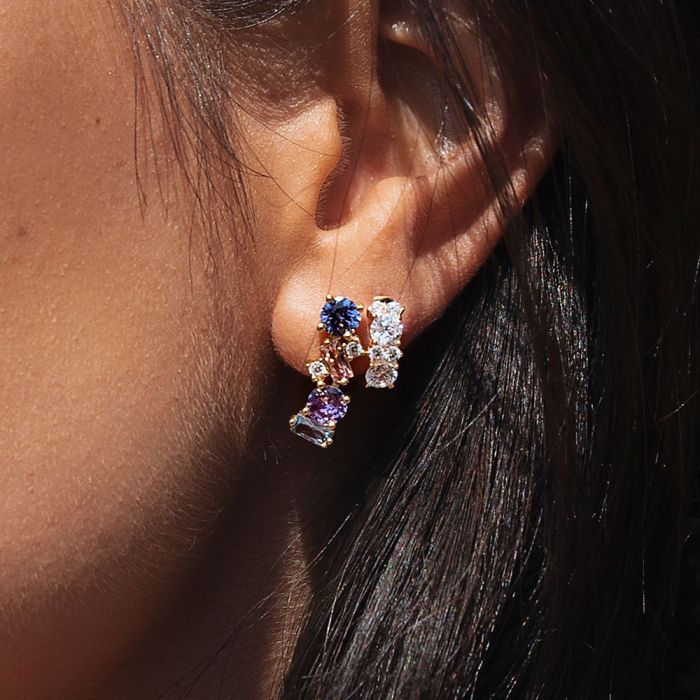 My World earrings with zircons and colored stones